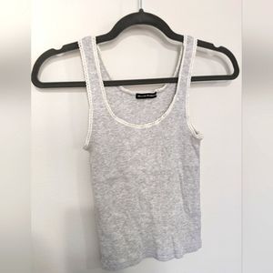 Brandy Melville Grey Tank Top w scalloped trim